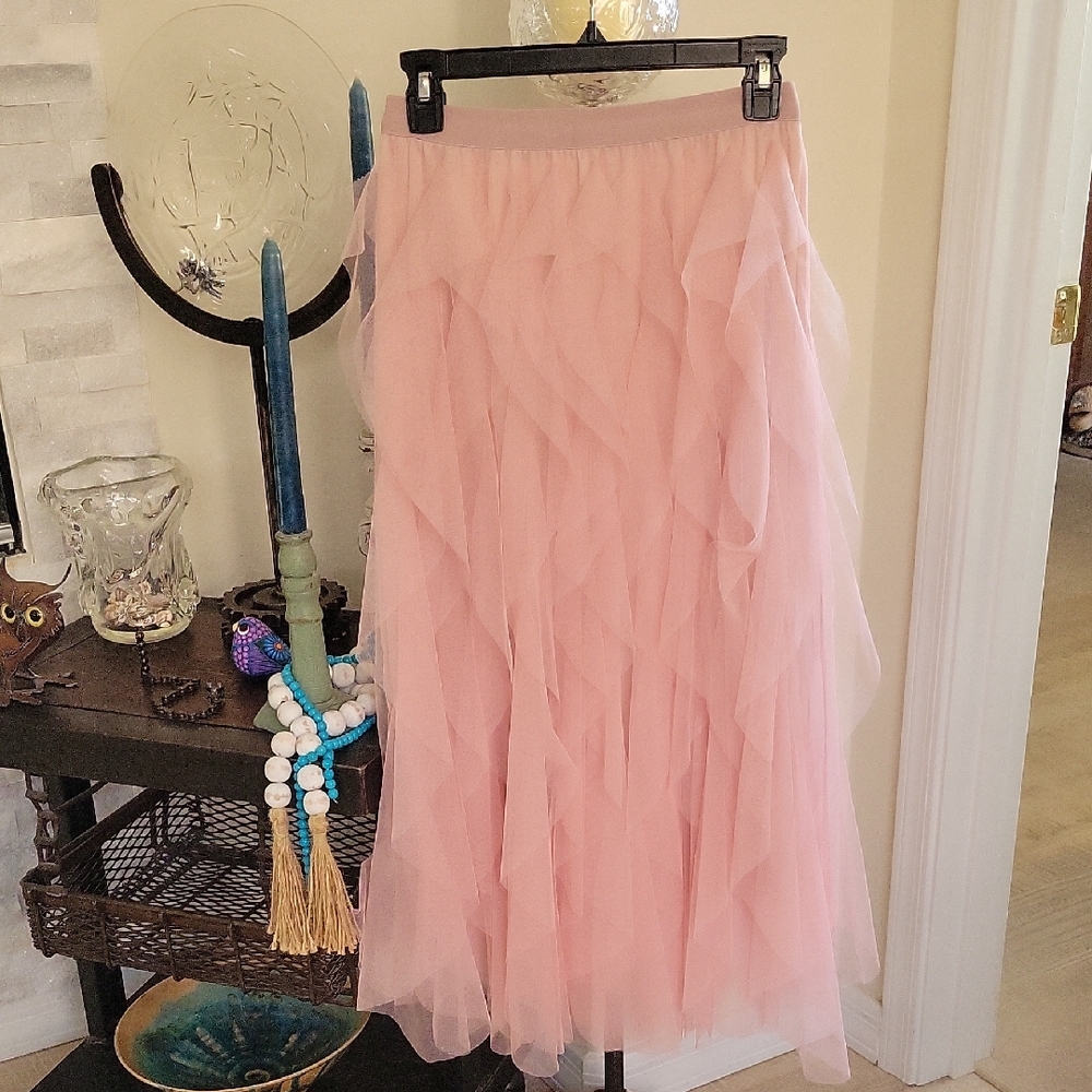 Pink Tulle Layered Flowy Skirt, Fully Lined